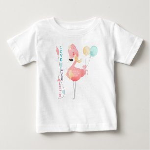 Liebe Sie lieben Niedlich rosa Flamingo Baby T-shirt