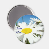 Liebe Sie! Magnete Blue Sky White Daisy Blume Magnet (Vorderseite/Rückseite)