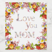 Liebe Sie Mama Blumenladen Elegant fröhliches Boho Weinetikett (Einzelnes Label)