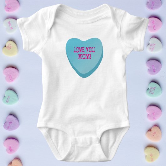 Liebe Sie Mama Custom Niedlich Candy Heart Blue He Baby Strampler