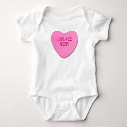 Liebe Sie Mama Custom Niedlich Candy Heart Pink He Baby Strampler (Vorderseite)