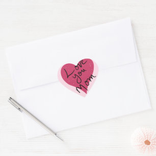 Liebe Sie Mama Ever Pink Black Typografy Herz-Aufkleber