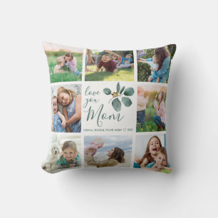Liebe Sie Mama Familienfoto Collage Eukalyptus Kissen