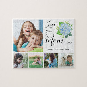 Liebe Sie Mama Familienfoto Collage Hydrangea Puzzle