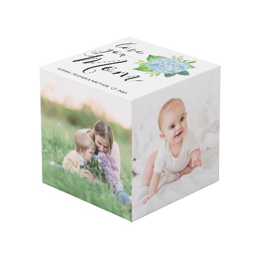 Liebe Sie Mama Familienfoto Collage Hydrangea Würfel (Vorderseite Schrägansicht)