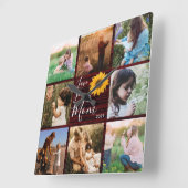 Liebe Sie Mama Familienfoto Collage Rustikale Sonn Quadratische Wanduhr (Winkel)