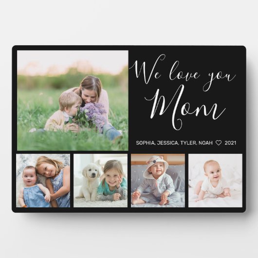Liebe Sie Mama Familienfoto Collage Schwarz Fotoplatte (Vorderseite)