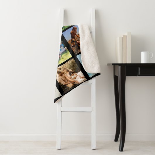 Liebe Sie Mama Familienfoto Collage Schwarz Sherpadecke (Beispiel)