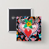 Liebe Sie Mama farbenfrohe mexikanische Herz Mutte Button (Vorne & Hinten)