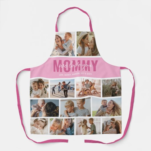 Liebe Sie Mama Foto Collage Pink Schürze (Vorderseite)