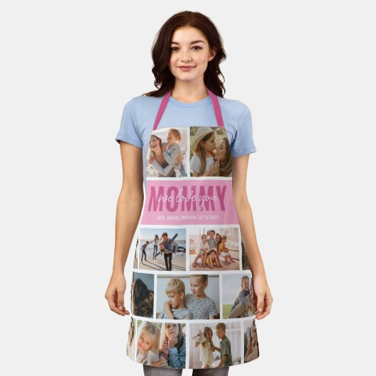 Liebe Sie Mama Foto Collage Pink Schürze (Getragen)