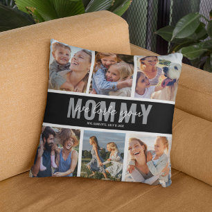 Liebe Sie Mama Foto Collage Schwarz Kissen
