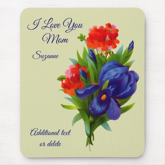Liebe Sie Mama Iris Blume Bouquet Personalisiert Mousepad (Vorne)