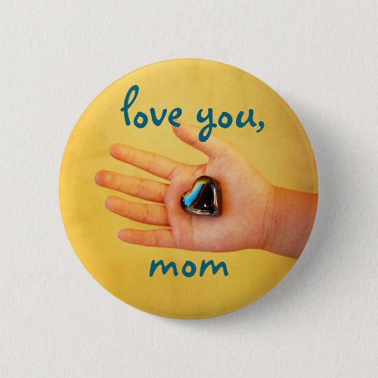 Liebe Sie Mama Kind Hand halten Glas Herz Foto Button (Vorderseite)