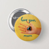 Liebe Sie Mama Kind Hand halten Glas Herz Foto Button (Vorne & Hinten)