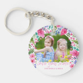 Liebe Sie Mama Kinder Foto Aquarellblume Schlüsselanhänger (Vorderseite)