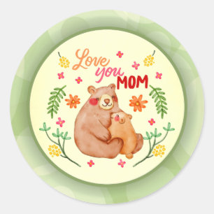 Liebe Sie Mama - Mama Bear and Cub Mutter Day Runder Aufkleber