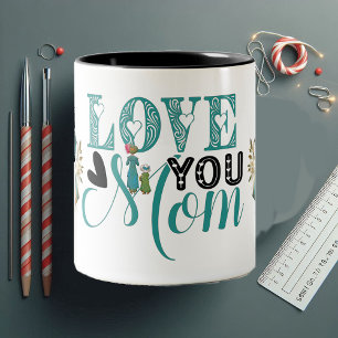 Liebe Sie Mama Moderne Typografie Mütter Tag Herze Zweifarbige Tasse