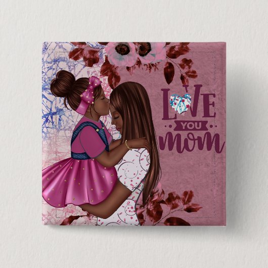 Liebe Sie Mama Mutter und Kind Muttertag Button (Vorderseite)