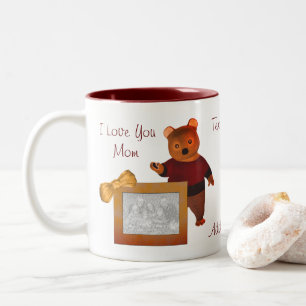 Liebe Sie Mama Niedlich Bären Personalisiertes Fot Zweifarbige Tasse