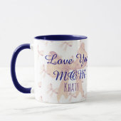 Liebe Sie Mama Niedlich Ribbon Blue Modern Modern Tasse (Links)