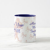 Liebe Sie Mama Niedlich Ribbon Blue Modern Modern Tasse (Zentrum)