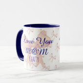 Liebe Sie Mama Niedlich Ribbon Blue Modern Modern Tasse (Vorderseite Links)