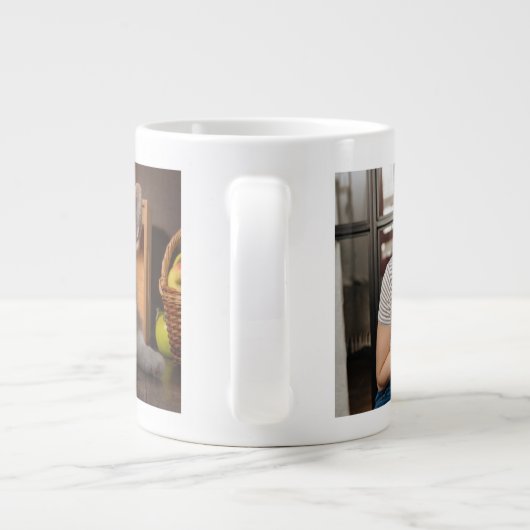 Liebe Sie Mama... Personalisiert zwei Hunde Fotos Jumbo-Tasse (Rückseite)