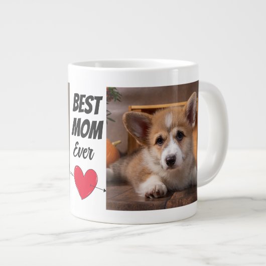 Liebe Sie Mama... Personalisiert zwei Hunde Fotos Jumbo-Tasse (Vorderseite Rechts)