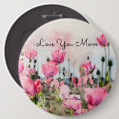 Liebe Sie Mama Rosa Blumenwasser Button (Vorne & Hinten)