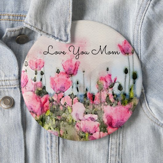Liebe Sie Mama Rosa Blumenwasser Button (Beispiel)