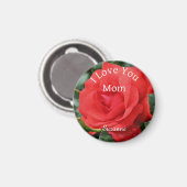Liebe Sie Mama Rote Rose Blume Personalisiert Magnet (Vorderseite/Rückseite)