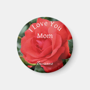 Liebe Sie Mama Rote Rose Blume Personalisiert Magnet