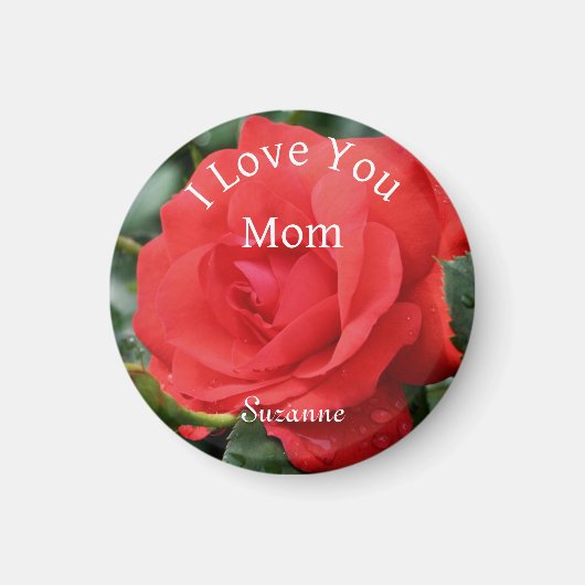 Liebe Sie Mama Rote Rose Blume Personalisiert Magnet (Vorne)