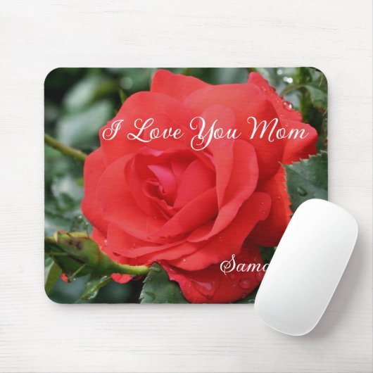 Liebe Sie Mama Rote Rose Blume Personalisiert Mousepad (Mit Mouse)