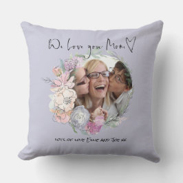 Liebe Sie Mama Script Heart Foto Florals Name Lila Kissen
