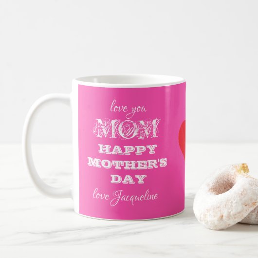 Liebe Sie MAMA Skript Coolen Niedlichen Rosa Mutte Kaffeetasse (Mit Donut)