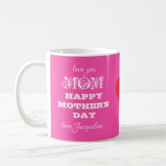 Liebe Sie MAMA Skript Coolen Niedlichen Rosa Mutte Kaffeetasse (Links)