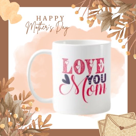 Liebe Sie Mama Typografie und Black Heart Coffee T Kaffeetasse