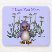 Liebe Sie Mama Whimsical Bird Blume Mousepad (Vorne)