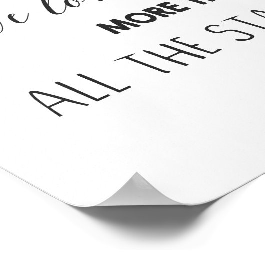 Liebe Sie mehr als alle Sterne Zitat Kunst Kinderz Poster (Ecke)