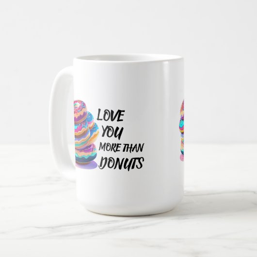Liebe Sie mehr als Donuts Kaffeetasse (Vorderseite Links)