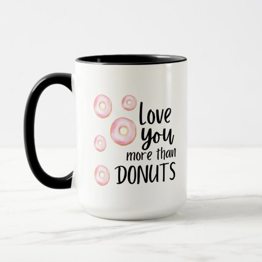 Liebe Sie mehr als Donuts Tasse (Links)