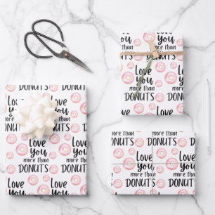 Liebe Sie mehr als Donuts Umschlag Papierblätter Geschenkpapier Set
