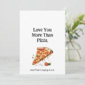 Liebe Sie mehr als Pizza Feiertagskarte (Stehend Vorderseite)