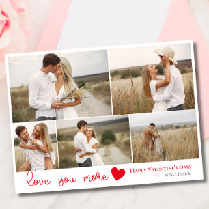 Liebe Sie mehr Foto Collage Rotes Herz Valentine's Feiertagskarte
