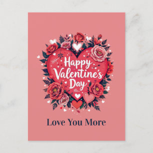 Liebe Sie mehr Happy Valentine Day Holiday Postkar Feiertagspostkarte