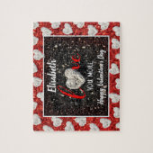 Liebe Sie mehr Herz Foto Individuelle Name Beruf Puzzle (Vertikal)