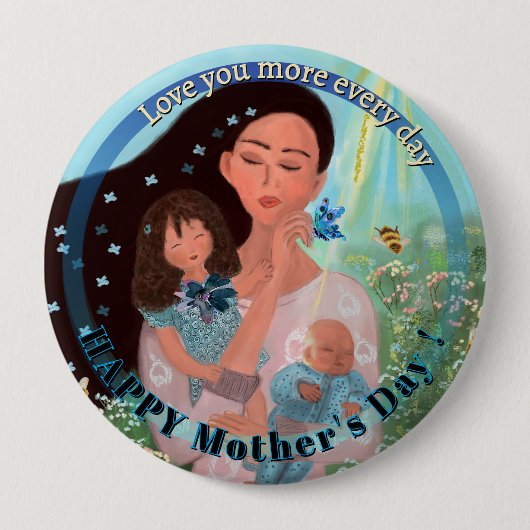 Liebe Sie mehr Mutter mit Kindern Button (Vorderseite)