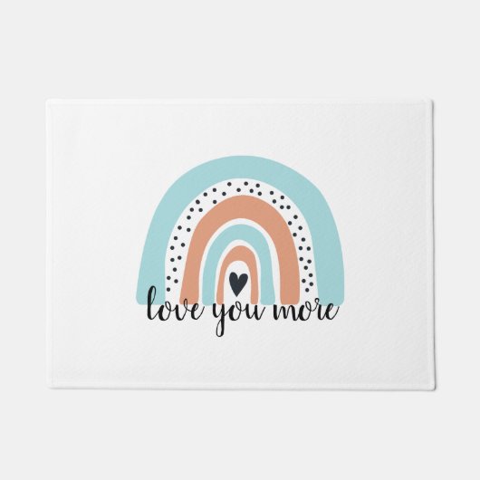 Liebe Sie mehr Regenbogen Herz Blue Peach Fußmatte (Vorderseite)